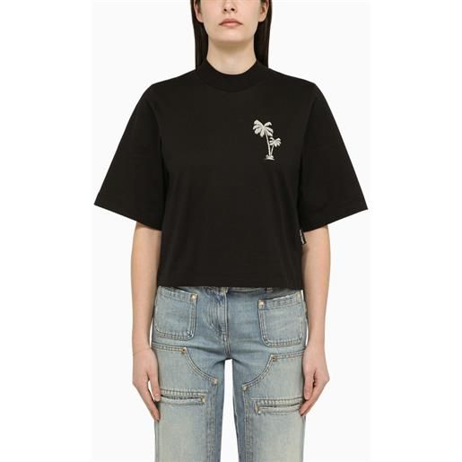 Palm Angels t-shirt nera in cotone con ricamo