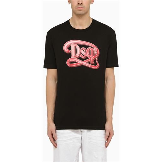 Dsquared2 t-shirt nera in cotone con stampa logo