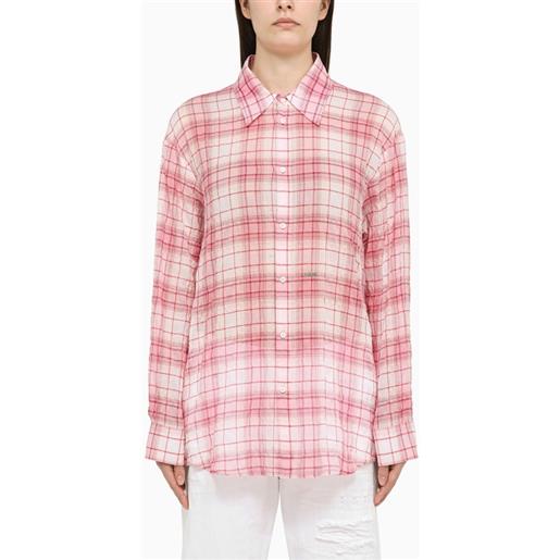 Dsquared2 camicia a quadri bianca/rosa in cotone