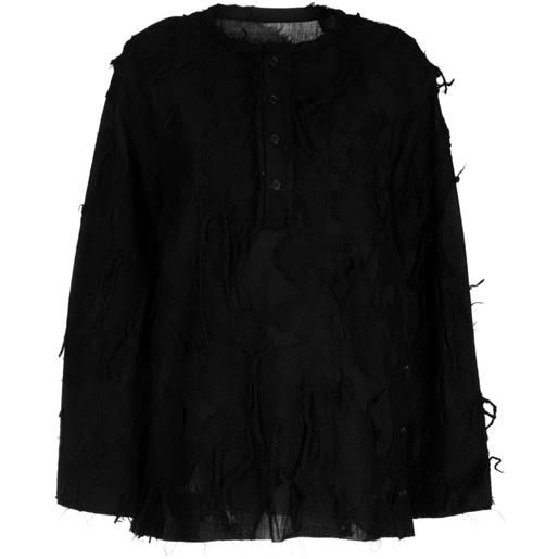 Yohji Yamamoto camicia con effetto vissuto - nero