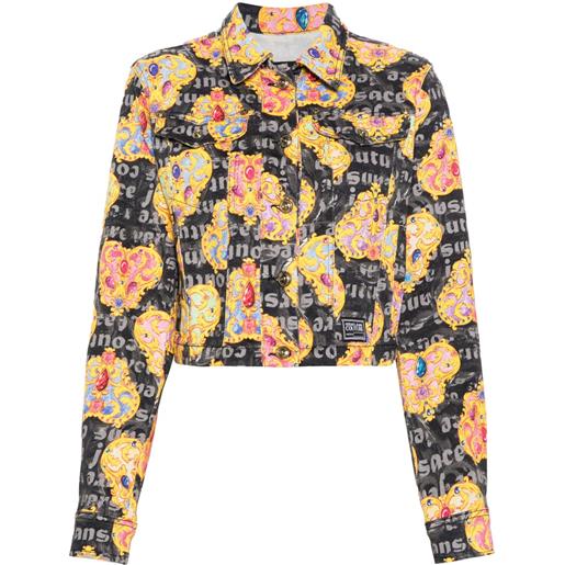 Versace Jeans Couture giacca denim con stampa heart couture - nero