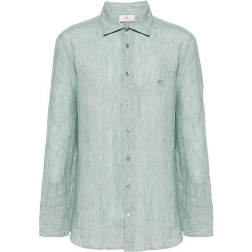 ETRO camicia pegaso con ricamo - verde