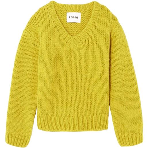 RE/DONE maglione con scollo a v - giallo