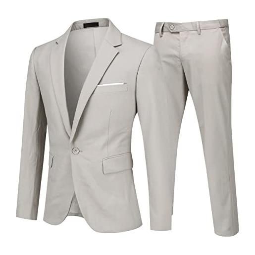 Allthemen abiti da uomo abito da sposa slim fit a 2 pezzi abito da lavoro con un bottone giacche blazer pantaloni beige s