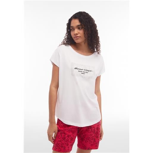 Freddy t-shirt comfort bifronte stampa animalier bianca da donna