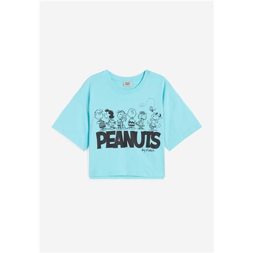 Freddy t-shirt in jersey con grafica peanuts azzurra da donna