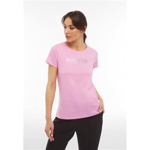 Freddy t-shirt in jersey con logo rosa da donna