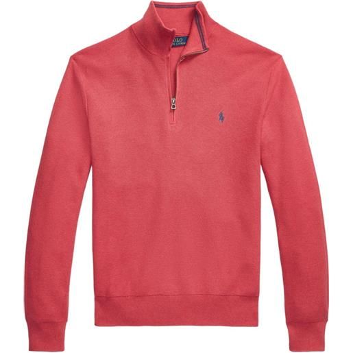 Polo Ralph Lauren maglione polo pony con mezza zip - rosso