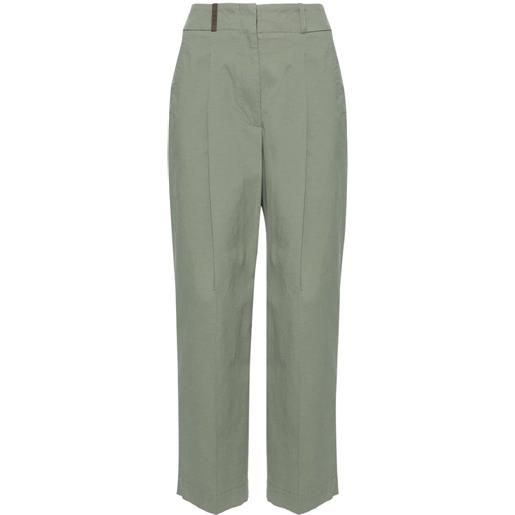 Peserico pantaloni affusolati con pieghe - verde