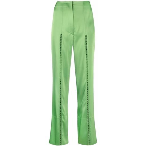 Nanushka pantaloni dritti con cuciture a contrasto - verde