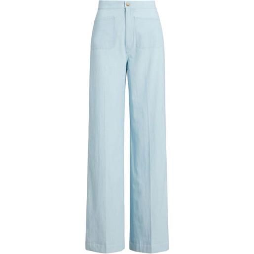 Polo Ralph Lauren pantaloni leaton a gamba ampia - blu