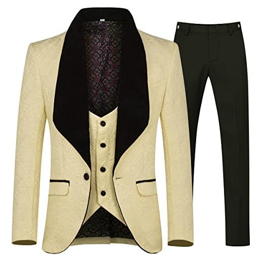 Allthemen abiti da uomo 3 pezzi prom wedding tuxedo suit per uomo scialle con bavero one button blazer gilet pantaloni cachi xxl