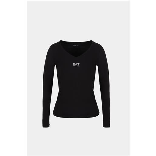 EA7 t-shirt nera donna EA7 manica lunga scollo a v 8ntt52