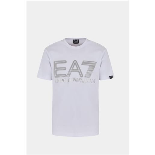 EA7 t-shirt bianco argento uomo EA7 logo series in cotone stretch 3dpt37