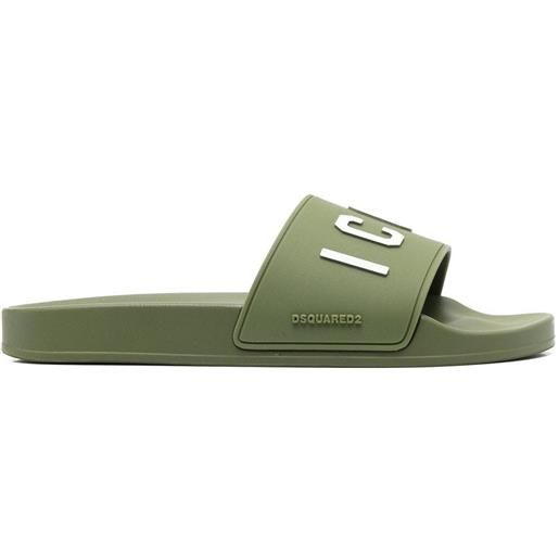 Dsquared2 sandali slides icon goffrati - verde