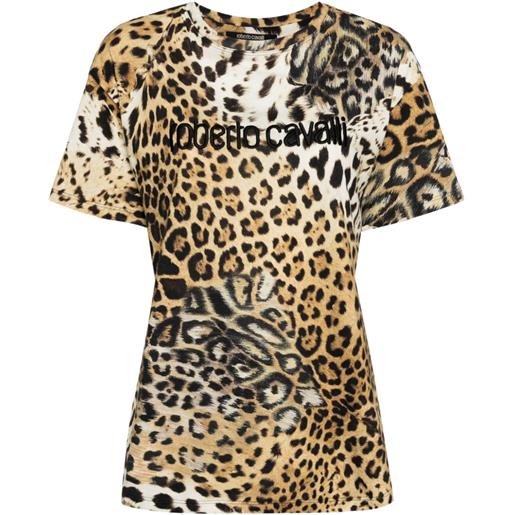 Roberto Cavalli t-shirt leopardata - marrone