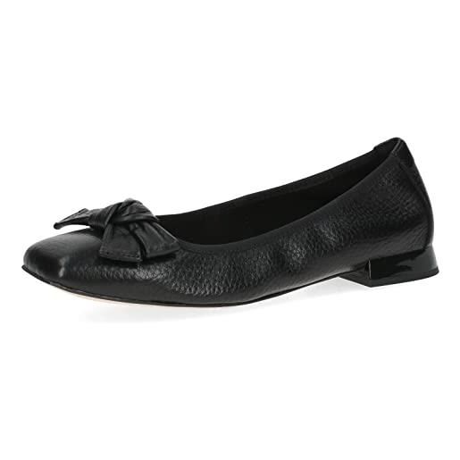 CAPRICE donna ballerine in pelle con tacco a blocco, nero (black deer), 41 eu