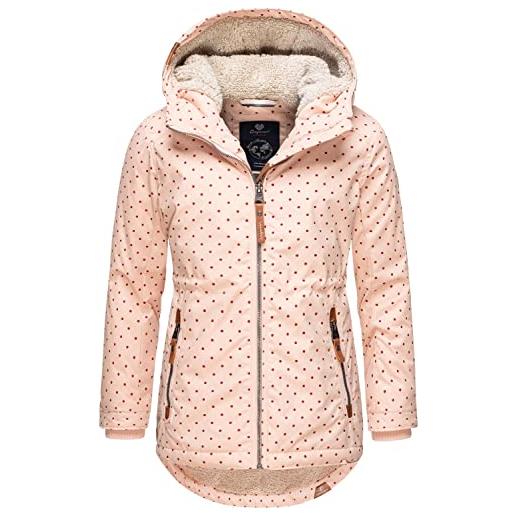 Ragwear layra dots 128-152 - giacca invernale da bambina, impermeabile, traspirante, rosa chiaro, 128 cm