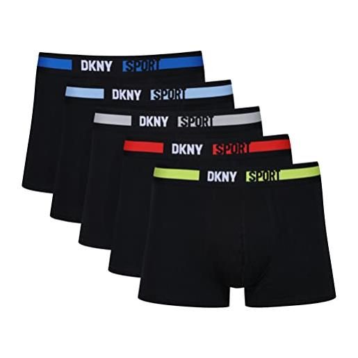 DKNY boxer da uomo in nero | tessuto in cotone super morbido con nylon colorato pantaloncino, m