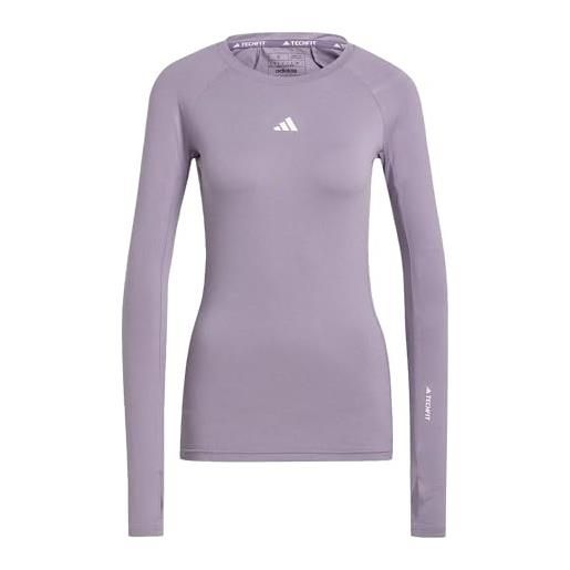 adidas techfit long sleeve training top maglietta, shadow violet, m women's