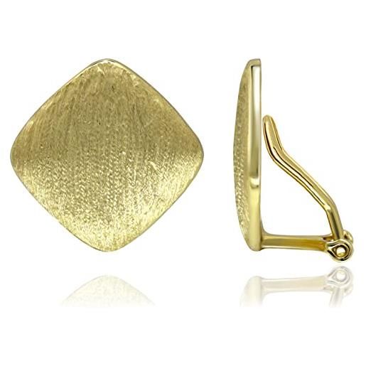 Sternvoll Jewelry orecchini a clip senza dolore in argento sterling 925 placcato oro a forma quadrata per donna/ragazza senza fori, argento sterling