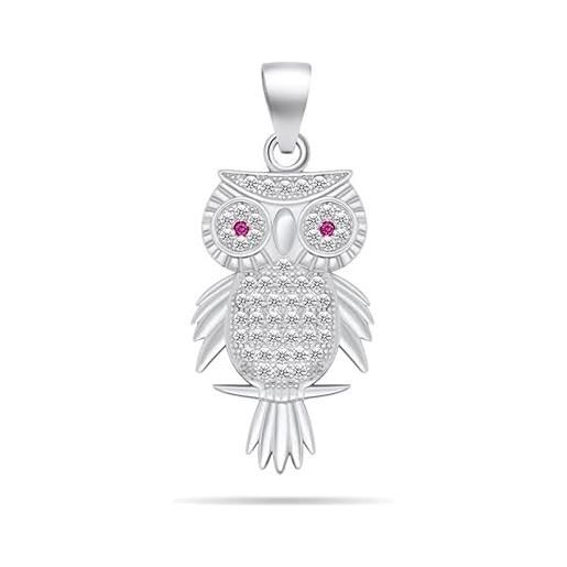 Brilio ciondolo sparkling silver owl pendant pt72w sbs2248 marca, estándar, metallo, nessuna pietra preziosa