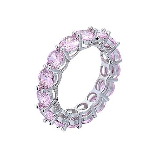 PAMTIER elegante anello d'amore donne ragazza cubic zirconia fedi nuziali con anelli impilabili eterni a taglio rotondo da 5mm argento placcato rosa größe 14