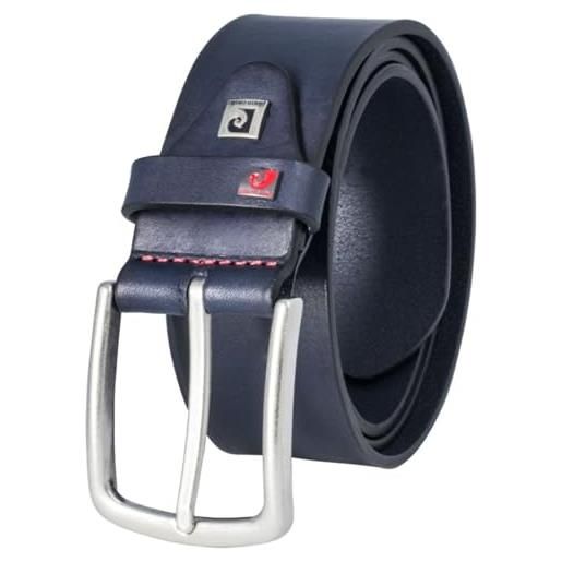 Pierre Cardin leather belt men, jeans belt men 40 mm wide, belt men full cowhide leather dark navy, farbe/color: blu, size us/eu: bundweite 105 cm gesamtlänge 120 cm w 41.5 xl