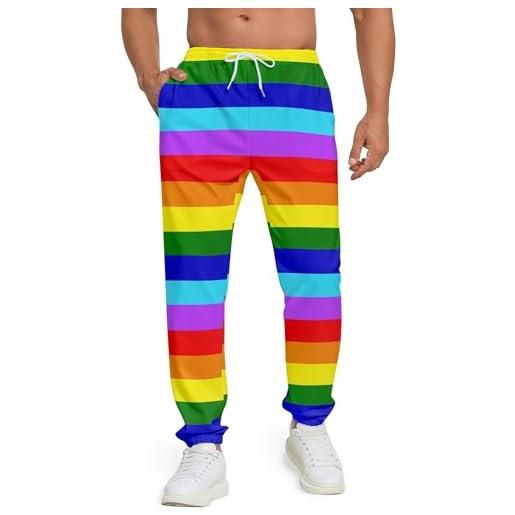 Essent pantaloni della tuta da uomo di halloween con stampa 3d divertente pantaloni sportivi attivi casual pantaloni sportivi pantaloni sportivi con coulisse, bandiera arcobaleno. , s