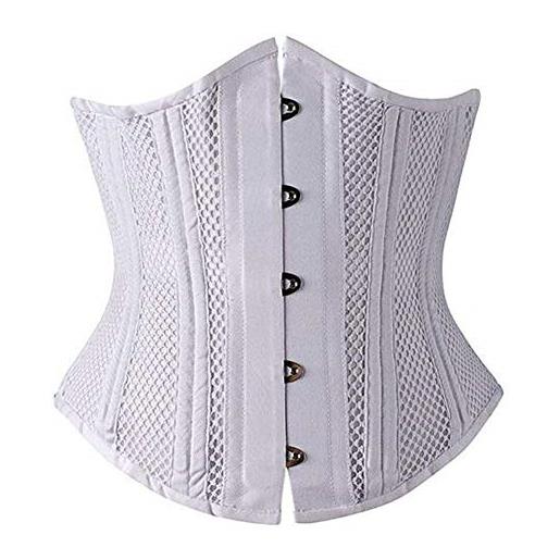 Woboren donna corsetto dimagrante traspirante waist trainer corset bustino modellante body shaper (bianca breathable, l)