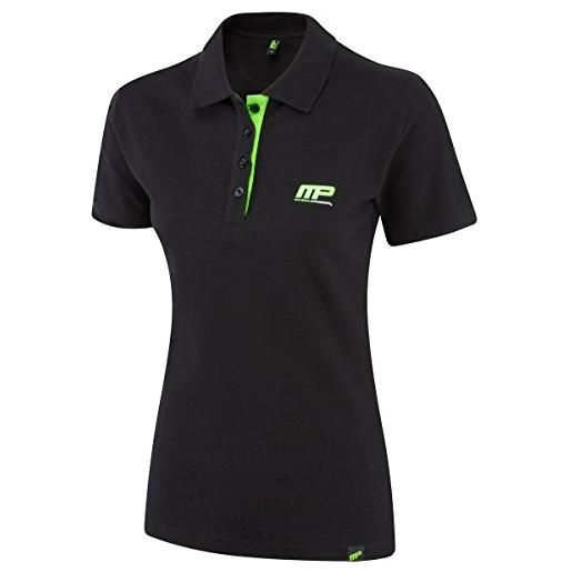 MusclePharm muscle pharm polo, shirt donna, nero lime green, x-small