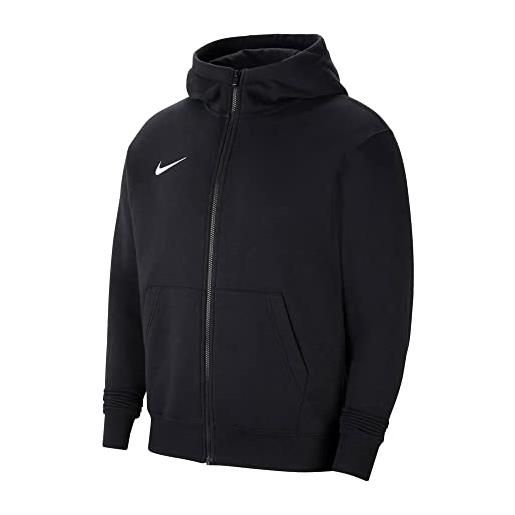 Nike cw6891 - felpa con cappuccio e zip, unisex - bambini, nero/bianco, l