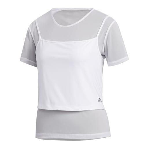 adidas pwr 2in1 tee maglietta da donna, donna, maglietta, gc7640, bianco/nero, xl