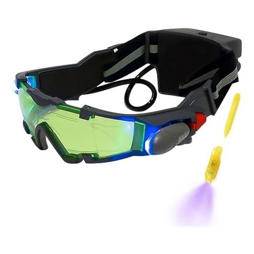 Marstey occhiali per la visione notturna, occhiali da notte a led, occhiali da sci di sicurezza per bambini con luci estraibili, con lenti anti-laser, antiriflesso per corsa, ciclismo, sci, regalo per