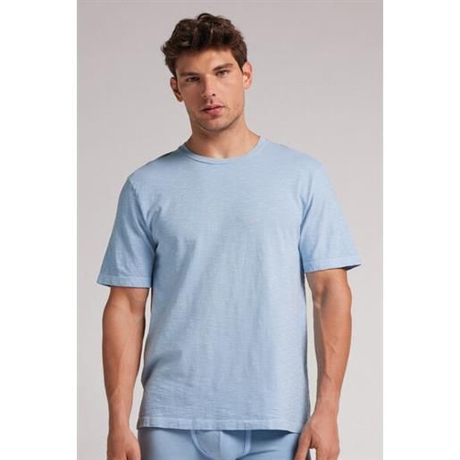 Intimissimi t-shirt washed collection in jersey di cotone fiammato azzurro