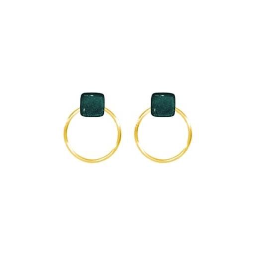 Ellen Kvam Jewelry ellen kvam back-front hoop and stud earring - petrol