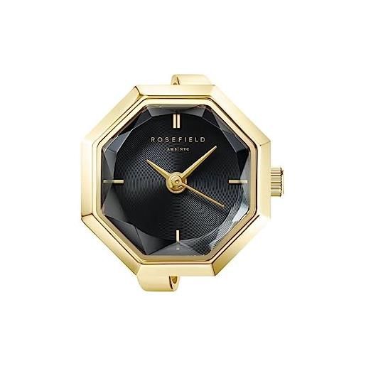 Rosefield anello orologi con quadrante nero e cassa in oro 18x18 mm sbgsg-o67 acciaio inossidabile, gold