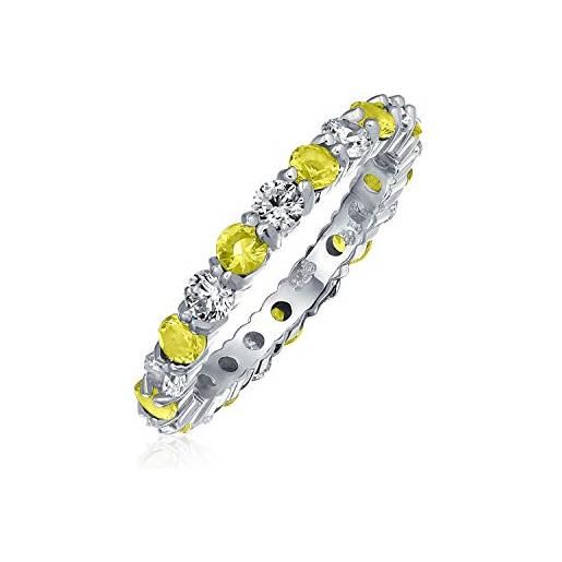 Bling Jewelry zirconia cubica giallo bianco alternato impilabile cz eternity ring per le donne per gli adolescenti topazio simulato argento sterling