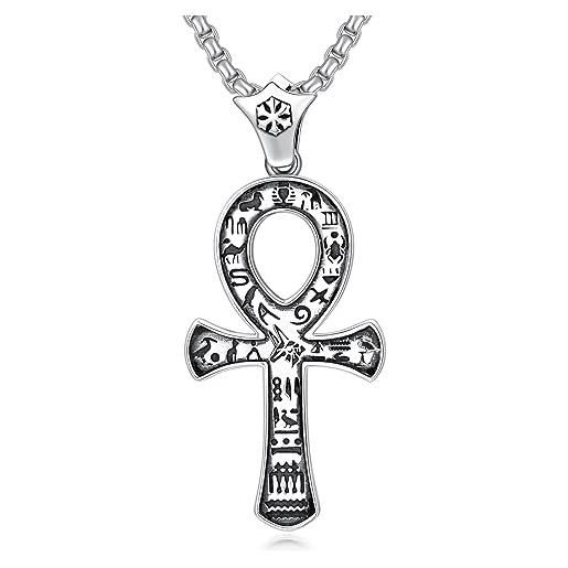 Shusukue collana a croce in argento 925 con ciondolo a forma di croce con ciondolo a forma di croce, argento sterling