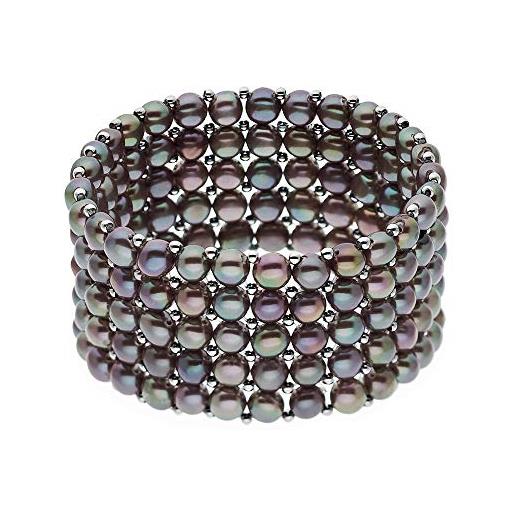 PEARLS & COLORS NATURAL FINE PEARLS pearls & colors - bracciale 5 file - vere perle coltivate d'acqua dolce 3-4 mm - qualità aaa+ - misura adattabile - gioielli donna