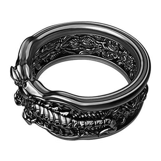 BOSUGE anello anello vichingo con apertura regolabile modello scorpione nero anelli incisi anelli scorpione punk rock uomo gioielli da motociclista per la festa nuziale per ragazzi