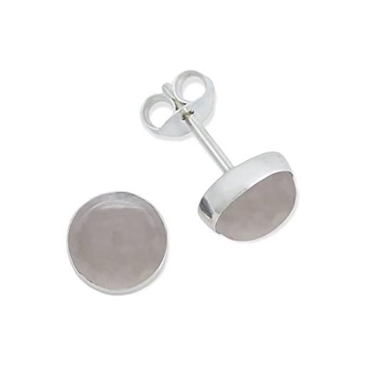 mantraroma orecchini a perno argento 925 con pietre preziose quarzo rosa pietra orecchini in argento sterling da donna in vero argento (mos-042-07)