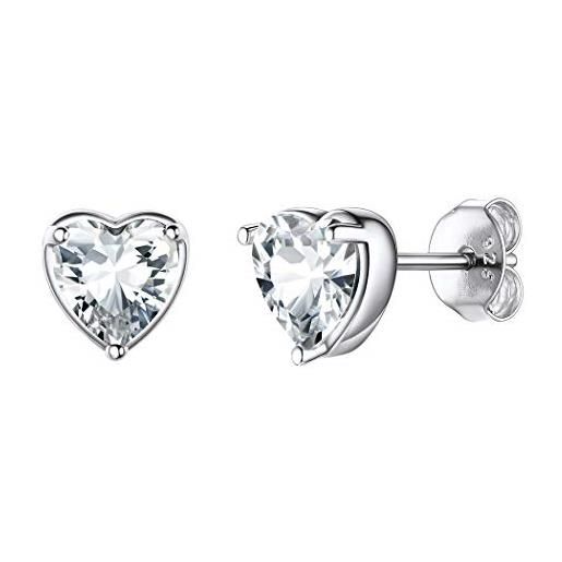 Suplight orecchini donna argento 925 a cuore, orecchini argento cuore orecchini diamante aprile orecchini donna diamante zirconia con confezione regalo