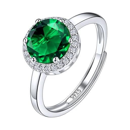 Suplight anelli donna argento 925 con pietra punto luce regolabili anello argento con smeraldo smeraldo anello con smeraldo maggio con confezione regalo