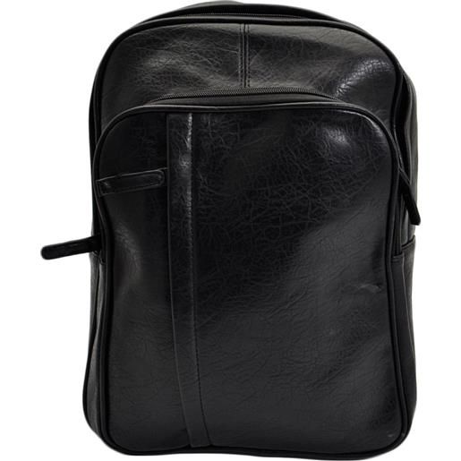 Malu Shoes zaino nero casual con zip trasversale uomo borsa medio grande 15 pollici laptop portatile pu pelle zip capiente comodo