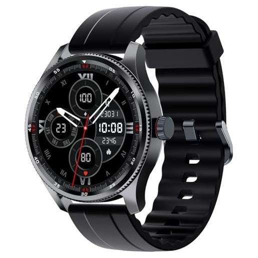 TOOBUR orologio smartwatch uomo con lunetta in metallo, chiamate risposta, 100 sport, contapassi e cardiofrequenzimetro, impermeabile ip68 per il nuoto, compatibile con ios android