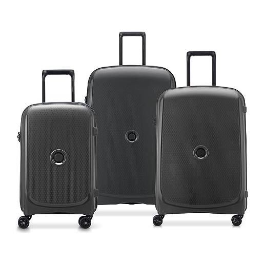 DELSEY PARIS belmont plus - set di 3 valigie rigide per bagagli, ultra leggero, bagaglio a mano 55 cm, bagaglio a mano media 76 cm, borsa 82 cm, colore: nero