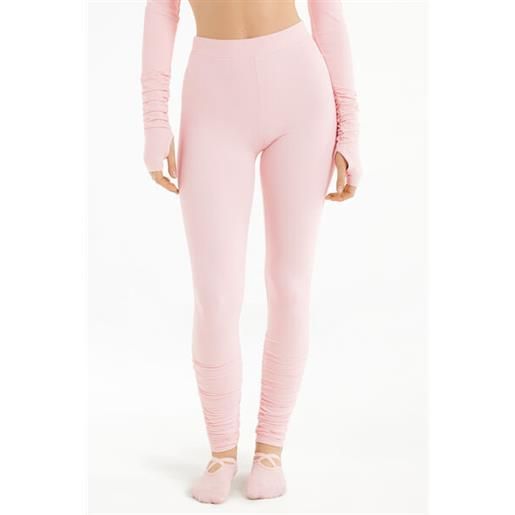 Tezenis leggings a vita alta con arriccio microfibra morbida donna rosa chiaro