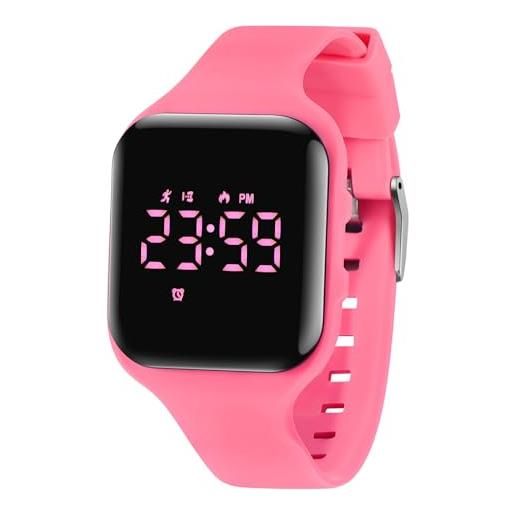 aswan watch orologio digitale bambina bambino con contapassi, calorie e distanza senza app, sveglia, cronometro, data, luce-orologio da polso ragazza ragazzo con cinturino in silicone