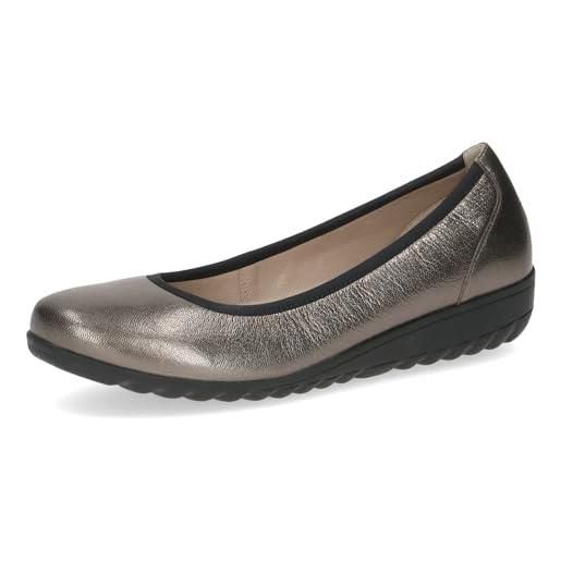 CAPRICE ballerine da donna in pelle con zeppa, metallico (piombo metal), 39 eu
